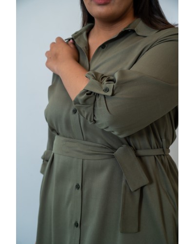 Robe chemise manches retroussées