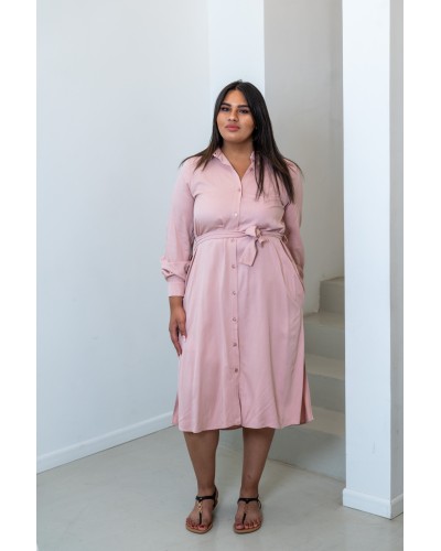 Robe chemise manches retroussées