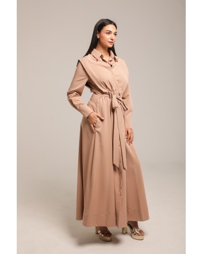 Robe longue ceinturée