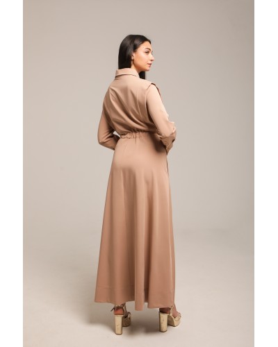 Robe longue ceinturée