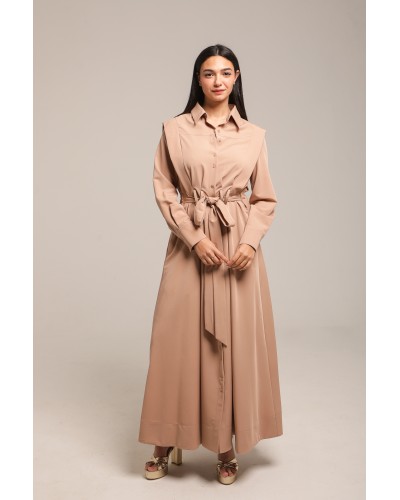 Robe longue ceinturée