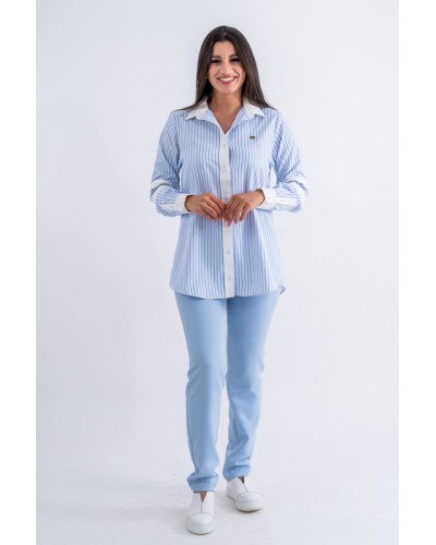 Chemise en popeline rayée