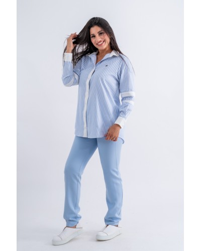 Chemise en popeline rayée